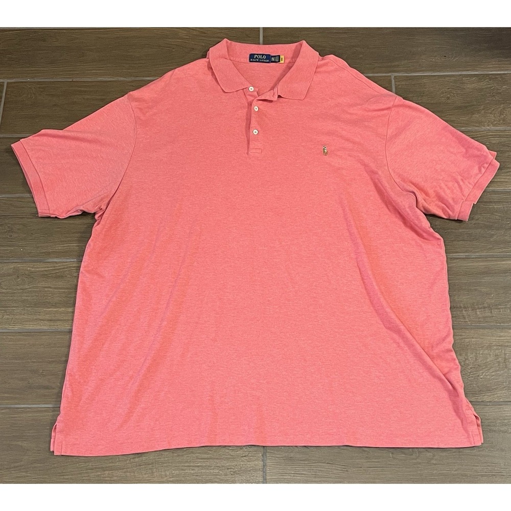 Polo Ralph Lauren Men's Polo Shirt 4XLT Red Short Sleeve Flesh Pony Big Tall